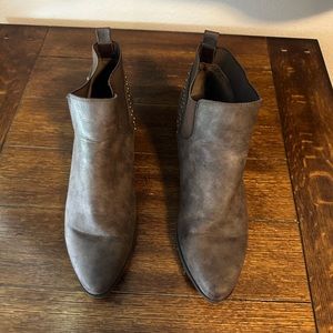 Taupe Leather Ankle Boots Size 10